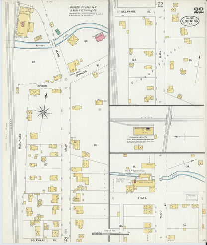 Sanborn Fire Insurance Map from Corning, Steuben County, New York (1903), Sheet #0022 - Complete Map Set gallery image, historic Sanborn map, vintage wall art, New York New York