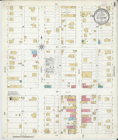 Sanborn Fire Insurance Map from Altoona, Wilson County, Kansas (1906), Sheet #0001 - Complete Map Set gallery image, historic Sanborn map, vintage wall art, Kansas Kansas