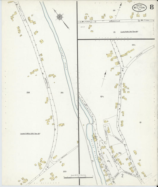 Sanborn Fire Insurance Map from Wilton, Hillsborough County, New Hampshire (1912), Sheet #0008 - Historic Sanborn Fire Insurance Map Print, vintage old map wall art, antique decor, genealogy gift, New Hampshire New Hampshire map