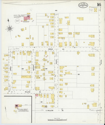 Sanborn Fire Insurance Map from Glen Cove, Nassau County, New York (1908), Sheet #0016 - Complete Map Set gallery image, historic Sanborn map, vintage wall art, New York New York
