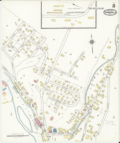 Sanborn Fire Insurance Map from Springfield, Windsor County, Vermont (1921), Sheet #0008 - Complete Map Set gallery image, historic Sanborn map, vintage wall art, Vermont Vermont