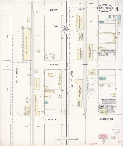Sanborn Fire Insurance Map from Hanford, Kings County, California (1891), Sheet #0003 - Complete Map Set gallery image, historic Sanborn map, vintage wall art, California California