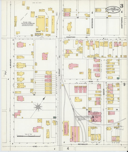 Sanborn Fire Insurance Map from Kittanning, Armstrong County, Pennsylvania (1903), Sheet #0003 - Historic Sanborn Fire Insurance Map Print, vintage old map wall art, antique decor, genealogy gift, Pennsylvania Pennsylvania map