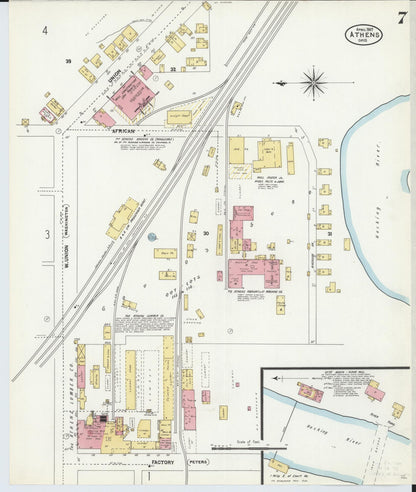 Sanborn Fire Insurance Map from Athens, Athens County, Ohio (1907), Sheet #0007 - Historic Sanborn Fire Insurance Map Print, vintage old map wall art, antique decor, genealogy gift, Ohio Ohio map