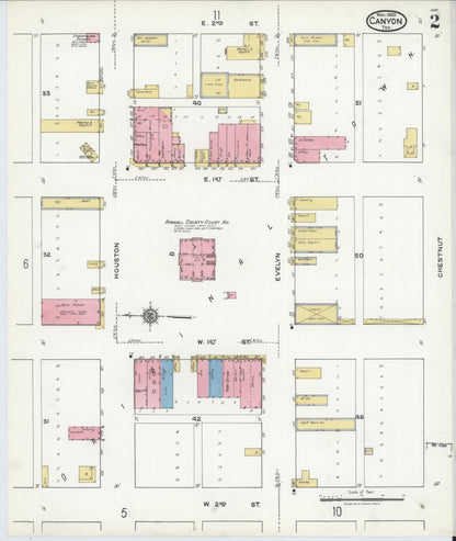 Sanborn Fire Insurance Map from Canyon, Randall County, Texas (1920), Sheet #0002 - Historic Sanborn Fire Insurance Map Print, vintage old map wall art, antique decor, genealogy gift, Texas Texas map