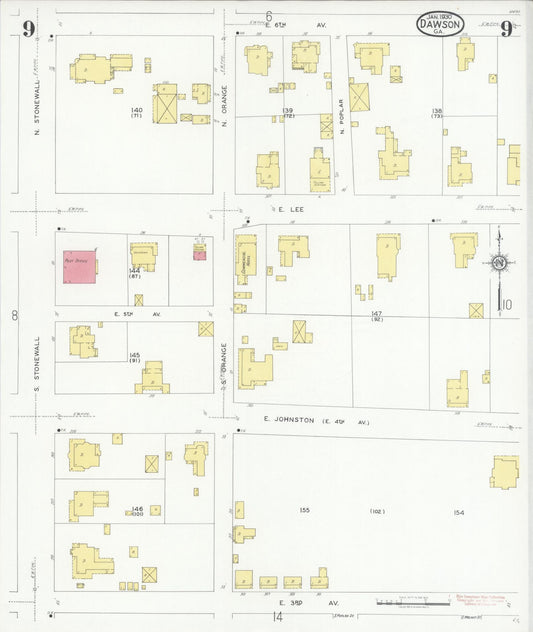 Sanborn Fire Insurance Map from Dawson, Terrell County, Georgia (1930), Sheet #0009 - Historic Sanborn Fire Insurance Map Print, vintage old map wall art, antique decor, genealogy gift, Georgia Georgia map