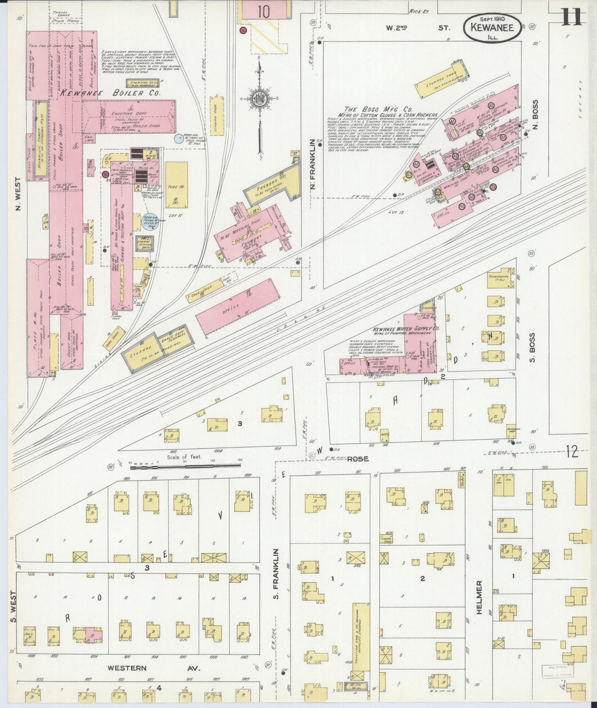 Sanborn Fire Insurance Map from Kewanee, Henry County, Illinois (1910), Sheet #0011 - Complete Map Set gallery image, historic Sanborn map, vintage wall art, Illinois Illinois