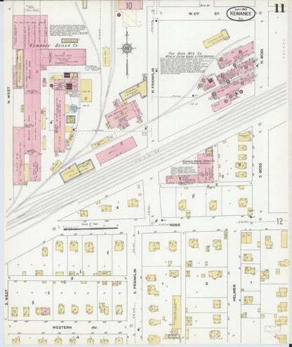 Sanborn Fire Insurance Map from Kewanee, Henry County, Illinois (1910), Sheet #0011 - Complete Map Set gallery image, historic Sanborn map, vintage wall art, Illinois Illinois