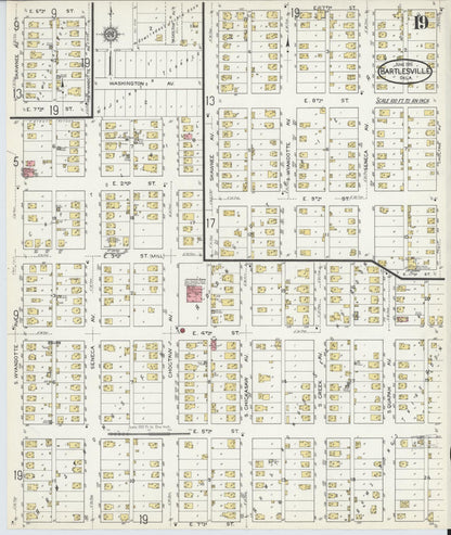 Sanborn Fire Insurance Map from Bartlesville, Washington County, Oklahoma (1915), Sheet #0019 - Complete Map Set gallery image, historic Sanborn map, vintage wall art, Oklahoma Oklahoma