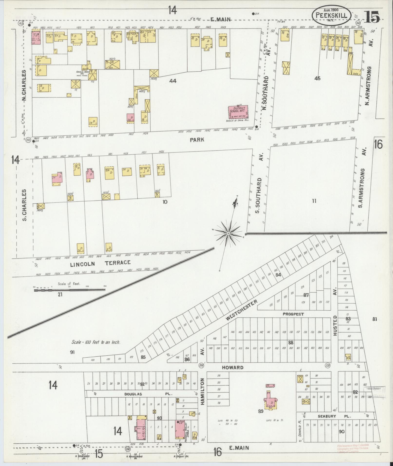 Sanborn Fire Insurance Map from Peekskill, Westchester County, New York (1900), Sheet #0015 - Complete Map Set gallery image, historic Sanborn map, vintage wall art, New York New York