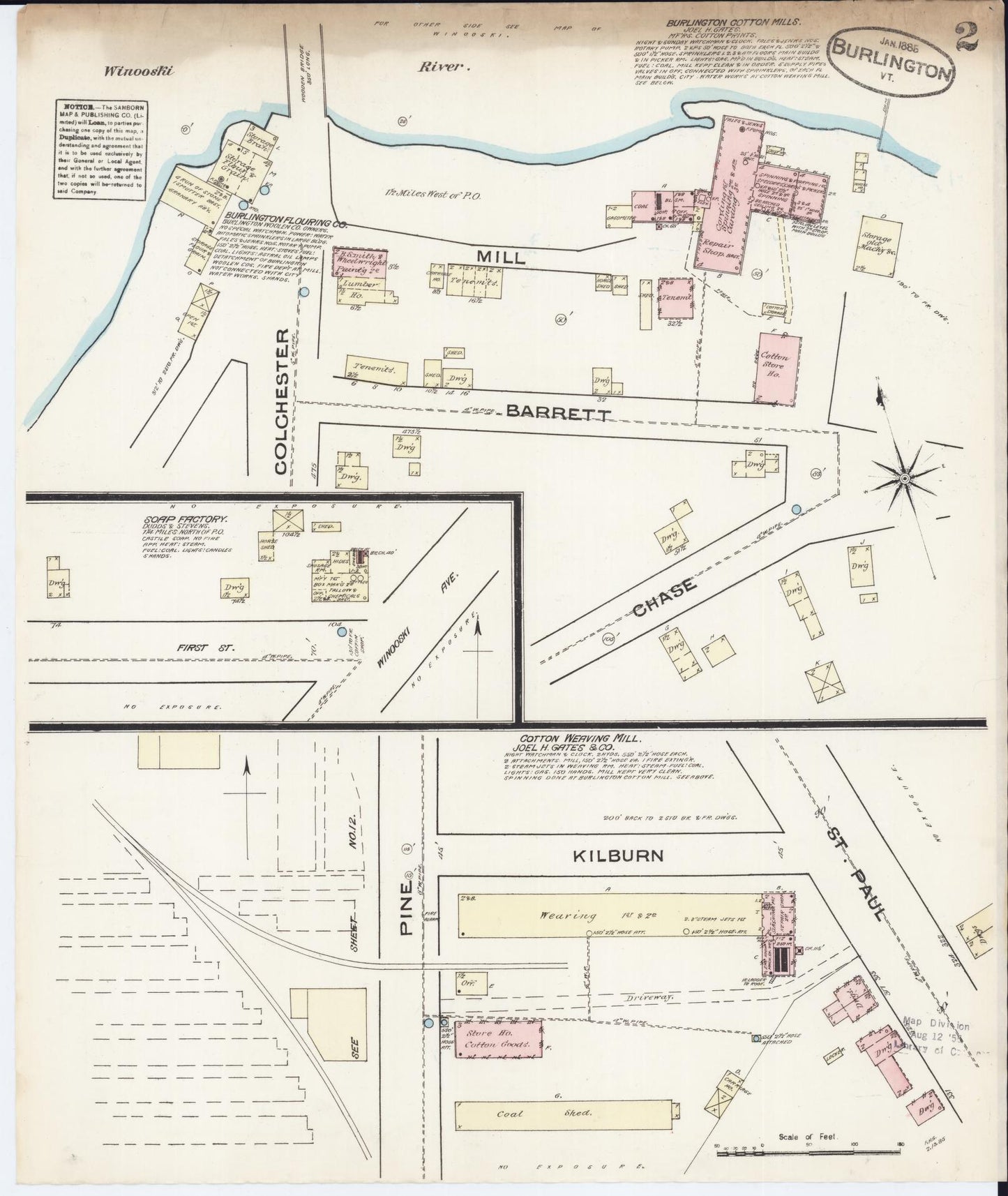 Sanborn Fire Insurance Map from Burlington, Chittenden County, Vermont (1885), Sheet #0002 - Complete Map Set gallery image, historic Sanborn map, vintage wall art, Vermont Vermont