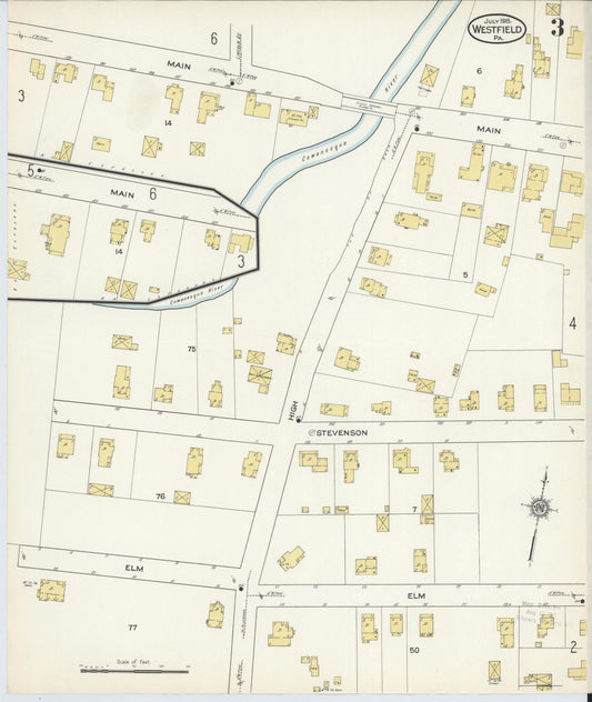 Sanborn Fire Insurance Map from Westfield, Tioga County, Pennsylvania (1915), Sheet #0003 - Historic Sanborn Fire Insurance Map Print, vintage old map wall art, antique decor, genealogy gift, Pennsylvania Pennsylvania map
