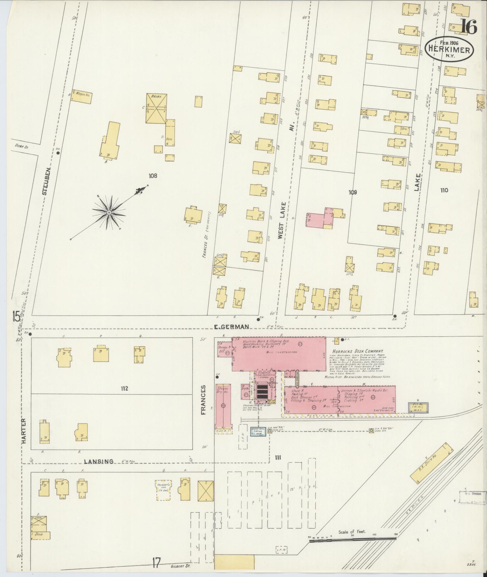 Sanborn Fire Insurance Map from Herkimer, Herkimer County, New York (1906), Sheet #0016 - Complete Map Set gallery image, historic Sanborn map, vintage wall art, New York New York