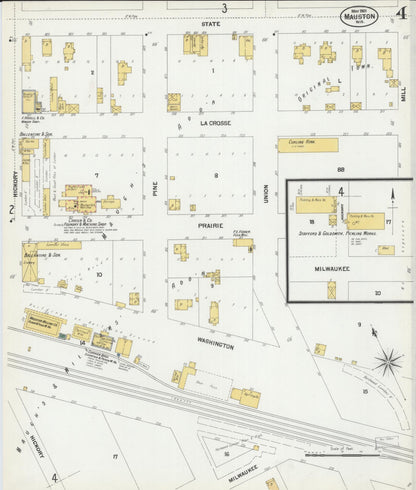 Sanborn Fire Insurance Map from Mauston, Juneau County, Wisconsin (1901), Sheet #0004 - Historic Sanborn Fire Insurance Map Print, vintage old map wall art, antique decor, genealogy gift, Wisconsin Wisconsin map