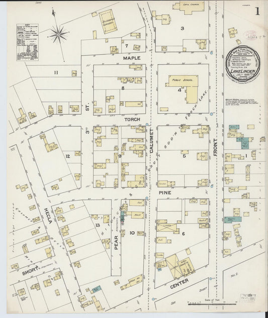 Sanborn Fire Insurance Map from Lake Linden, Houghton County, Michigan (1888), Sheet #0001 - Historic Sanborn Fire Insurance Map Print, vintage old map wall art, antique decor, genealogy gift, Michigan Michigan map