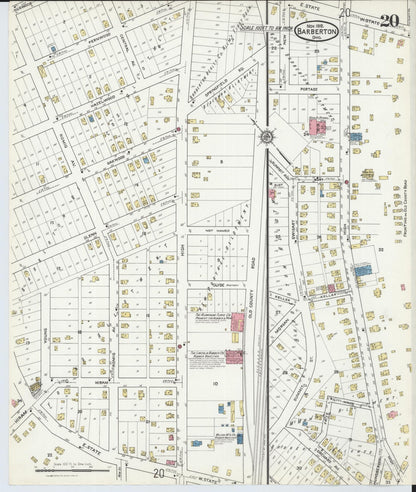 Sanborn Fire Insurance Map from Barberton, Summit County, Ohio (1916), Sheet #0020 - Historic Sanborn Fire Insurance Map Print, vintage old map wall art, antique decor, genealogy gift, Ohio Ohio map