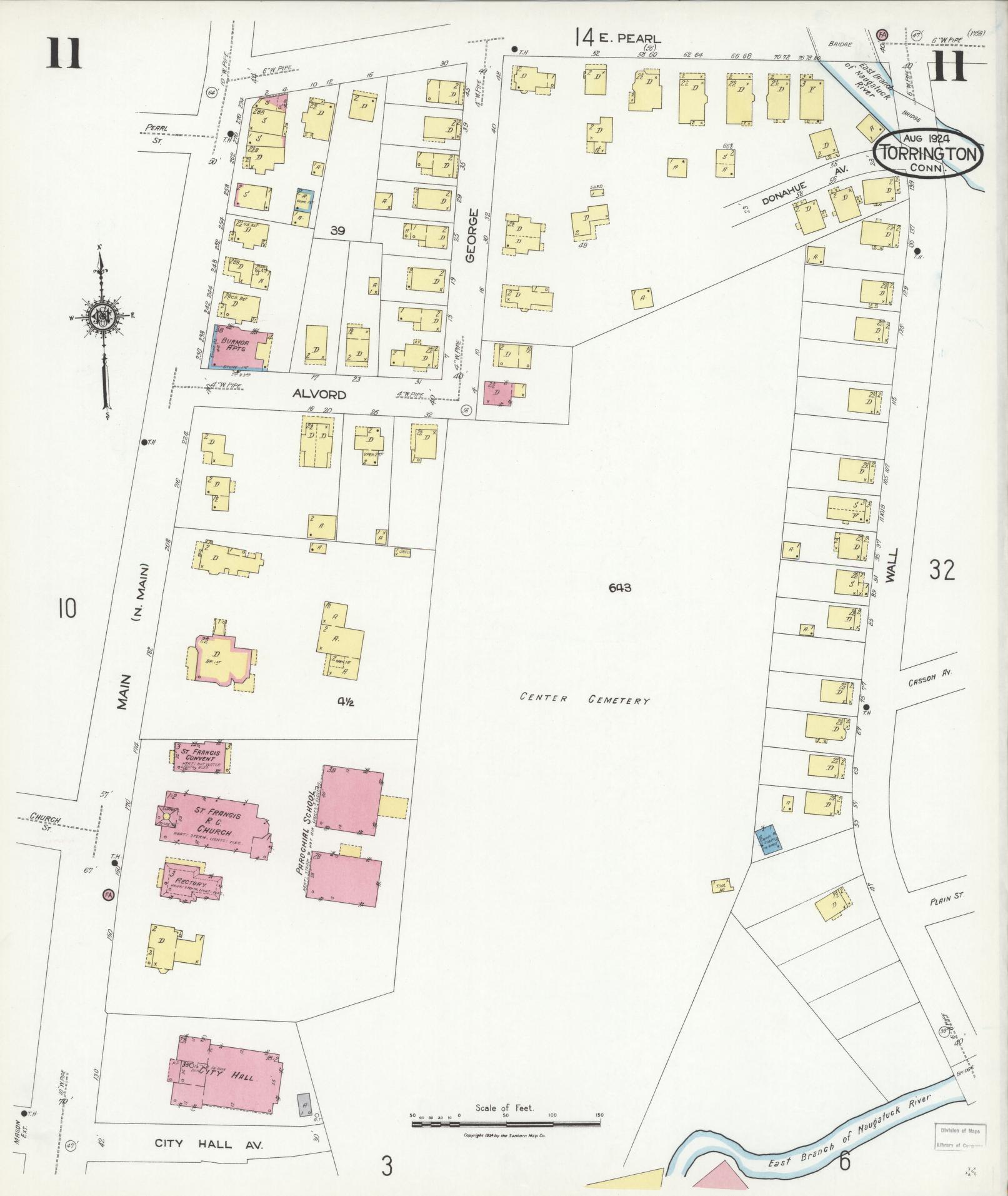 Sanborn Fire Insurance Map from Torrington, Litchfield County, Connecticut (1924), Sheet #0011 - Complete Map Set gallery image, historic Sanborn map, vintage wall art, Connecticut Connecticut