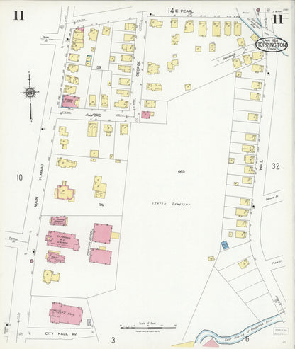 Sanborn Fire Insurance Map from Torrington, Litchfield County, Connecticut (1924), Sheet #0011 - Complete Map Set gallery image, historic Sanborn map, vintage wall art, Connecticut Connecticut