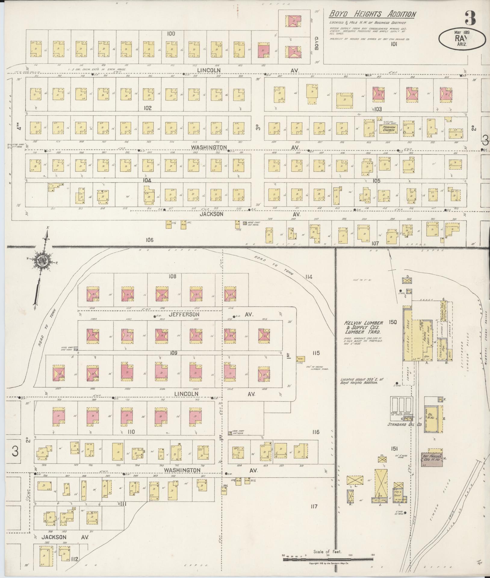 Sanborn Fire Insurance Map from Ray, Pinal County, Arizona (1919), Sheet #0003 - Complete Map Set gallery image, historic Sanborn map, vintage wall art, Arizona Arizona