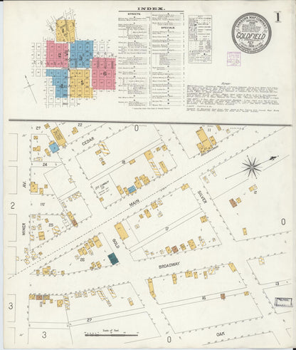 Sanborn Fire Insurance Map from Goldfield, Esmeralda County, Nevada (1906), Sheet #0001 - Complete Map Set gallery image, historic Sanborn map, vintage wall art, Nevada Nevada