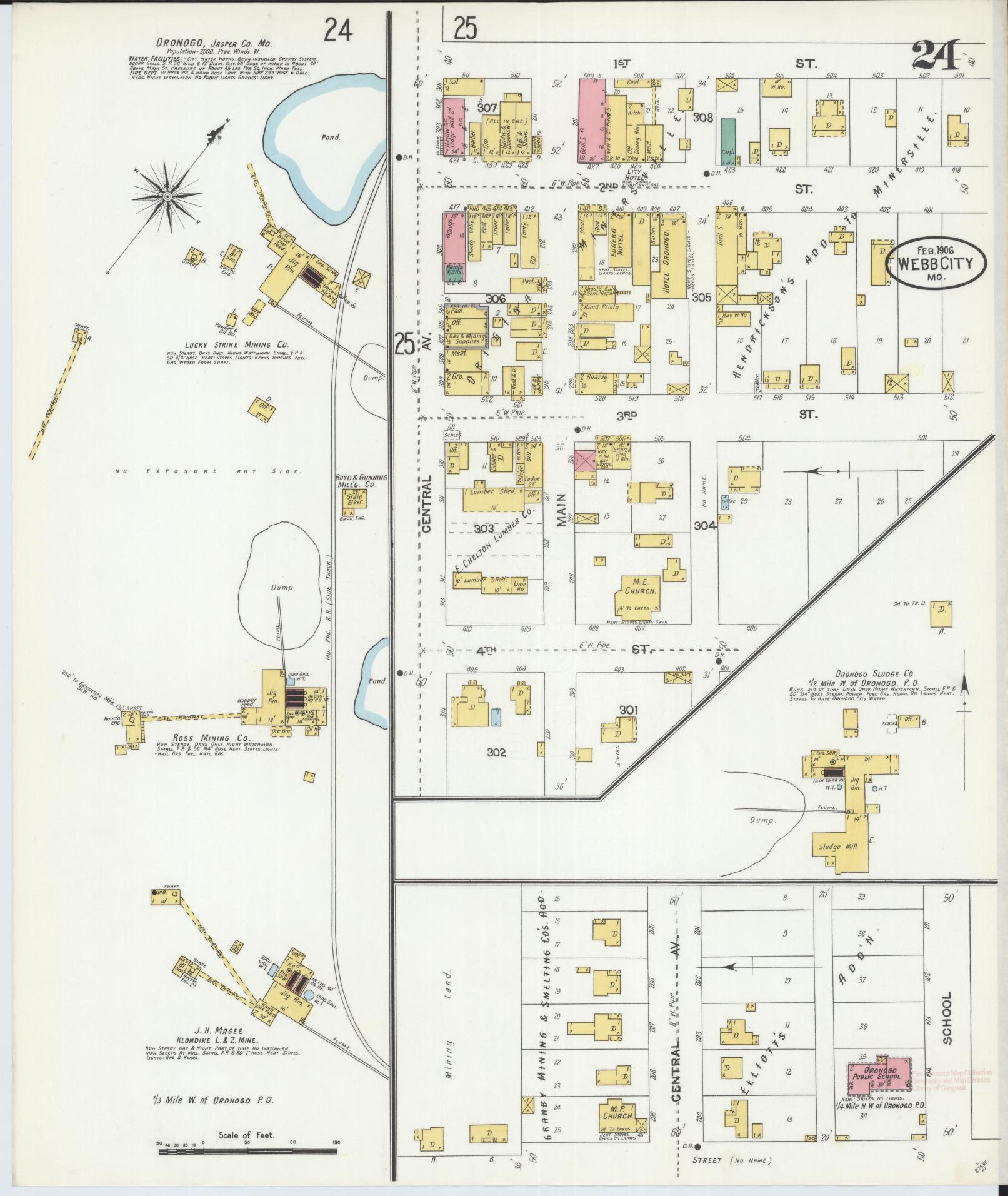Sanborn Fire Insurance Map from Webb City, Jasper County, Missouri (1906), Sheet #0024 - Complete Map Set gallery image, historic Sanborn map, vintage wall art, Missouri Missouri