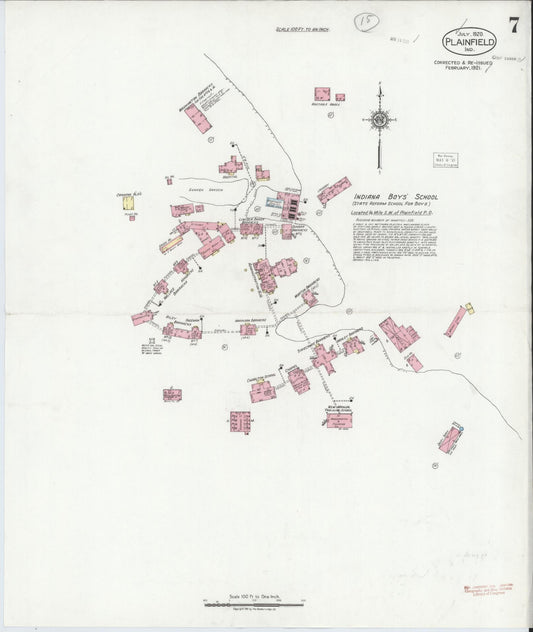 Sanborn Fire Insurance Map from Plainfield, Hendricks County, Indiana (1921), Sheet #0007 - Historic Sanborn Fire Insurance Map Print, vintage old map wall art, antique decor, genealogy gift, Indiana Indiana map