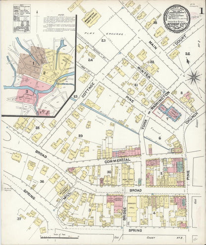 Sanborn Fire Insurance Map from Nevada City, Nevada County, California (1891), Sheet #0001 - Complete Map Set gallery image, historic Sanborn map, vintage wall art, Nevada City Nevada