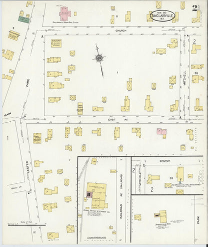 Sanborn Fire Insurance Map from Sinclairville, Chautauqua County, New York (1910), Sheet #0002 - Historic Sanborn Fire Insurance Map Print, vintage old map wall art, antique decor, genealogy gift, New York New York map