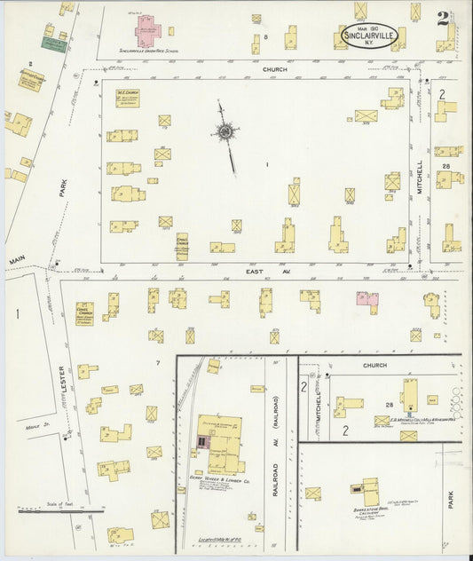 Sanborn Fire Insurance Map from Sinclairville, Chautauqua County, New York (1910), Sheet #0002 - Historic Sanborn Fire Insurance Map Print, vintage old map wall art, antique decor, genealogy gift, New York New York map