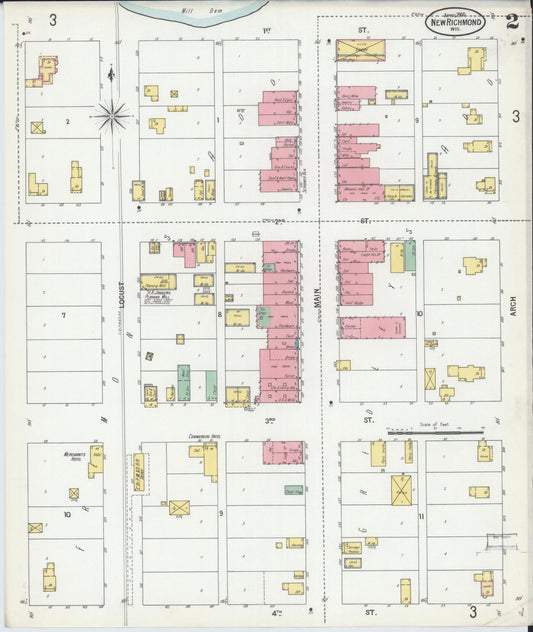 Sanborn Fire Insurance Map from New Richmond, St. Croix County, Wisconsin (1900), Sheet #0002 - Historic Sanborn Fire Insurance Map Print, vintage old map wall art, antique decor, genealogy gift, Wisconsin Wisconsin map