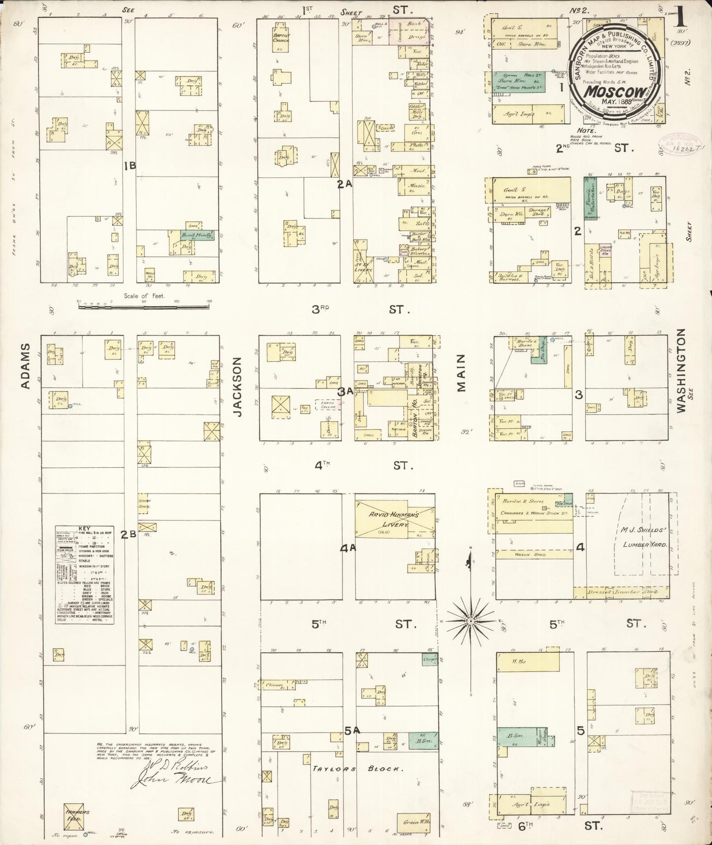 Sanborn Fire Insurance Map from Moscow, Latah County, Idaho. (1888) – Historic Sanborn Fire Insurance Map Print