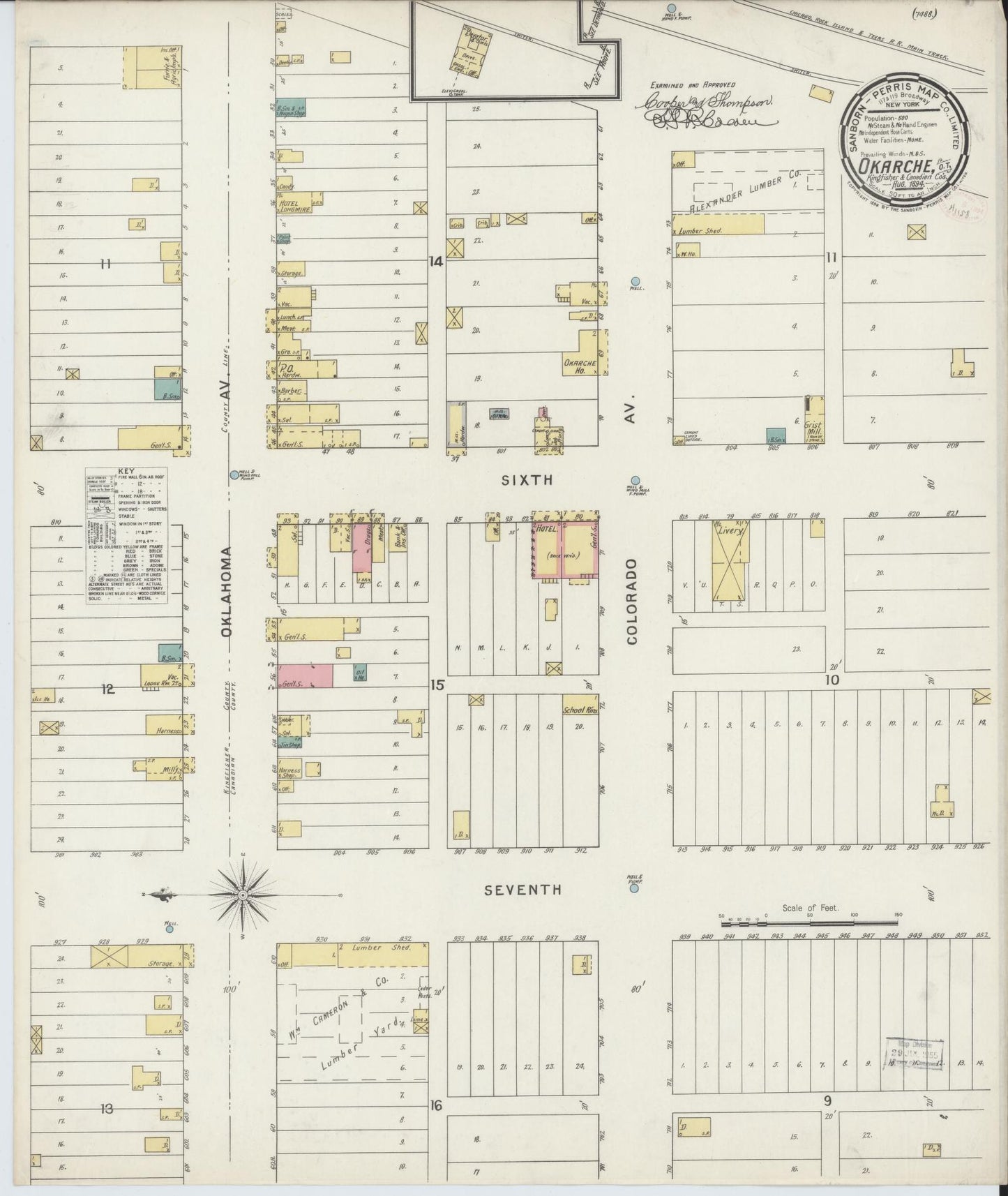 Sanborn Fire Insurance Map from Okarche, Kingfisher and Canadian Counties, Oklahoma (1894), Sheet #0001 - Historic Sanborn Fire Insurance Map Print, vintage old map wall art, antique decor, genealogy gift, Oklahoma Oklahoma map