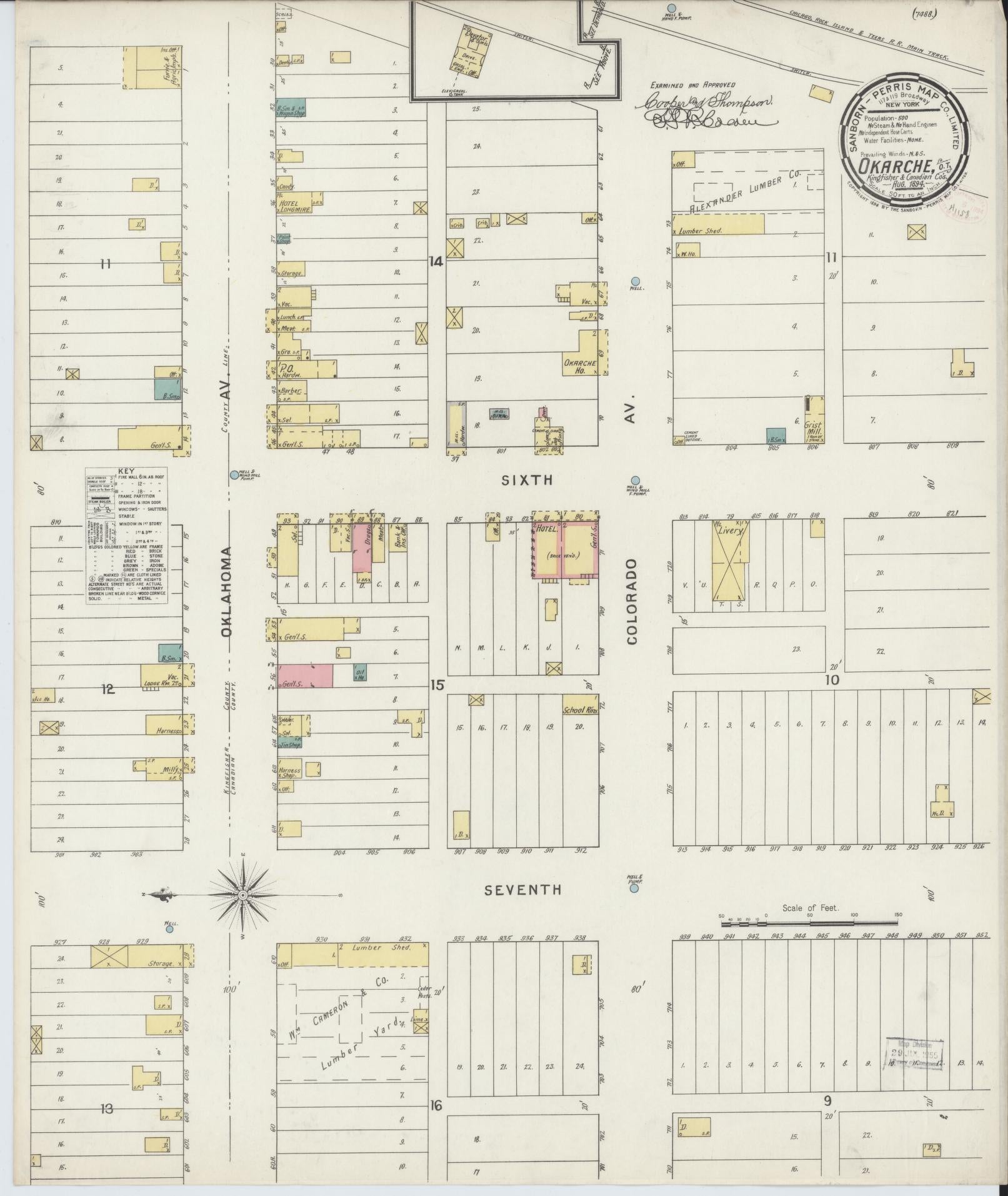 Sanborn Fire Insurance Map from Okarche, Kingfisher and Canadian Counties, Oklahoma (1894), Sheet #0001 - Historic Sanborn Fire Insurance Map Print, vintage old map wall art, antique decor, genealogy gift, Oklahoma Oklahoma map