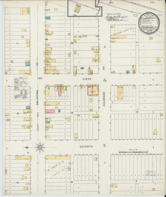Sanborn Fire Insurance Map from Okarche, Kingfisher and Canadian Counties, Oklahoma (1894), Sheet #0001 - Historic Sanborn Fire Insurance Map Print, vintage old map wall art, antique decor, genealogy gift, Oklahoma Oklahoma map