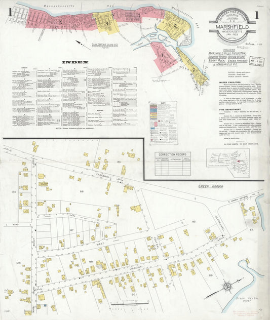 Sanborn Fire Insurance Map from Marshfield, Plymouth County, Massachusetts (1933), Sheet #0001 - Complete Map Set gallery image, historic Sanborn map, vintage wall art, Massachusetts Massachusetts