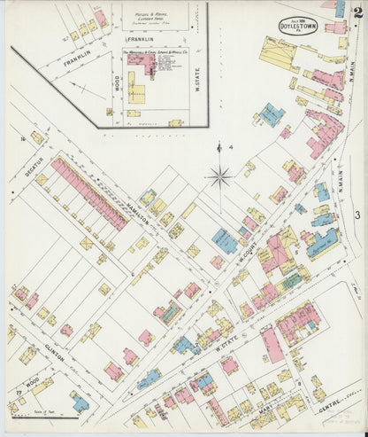 Sanborn Fire Insurance Map from Doylestown, Bucks County, Pennsylvania (1896), Sheet #0002 - Historic Sanborn Fire Insurance Map Print, vintage old map wall art, antique decor, genealogy gift, Pennsylvania Pennsylvania map