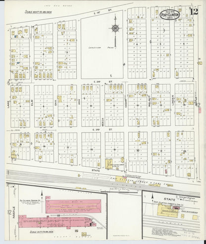 Sanborn Fire Insurance Map from Port Clinton, Ottawa County, Ohio (1916), Sheet #0012 - Complete Map Set gallery image, historic Sanborn map, vintage wall art, Ohio Ohio