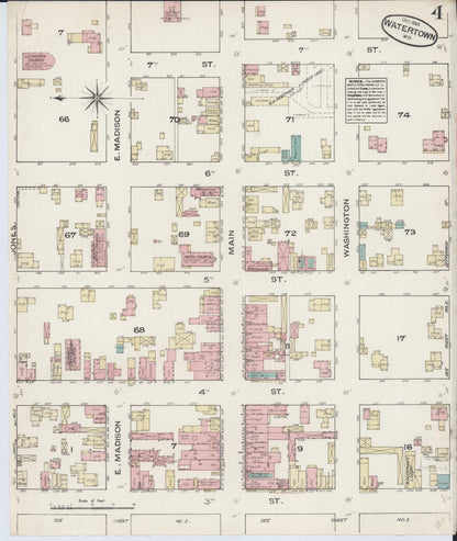 Sanborn Fire Insurance Map from Watertown, Jefferson County, Wisconsin (1884), Sheet #0004 - Complete Map Set gallery image, historic Sanborn map, vintage wall art, Wisconsin Wisconsin
