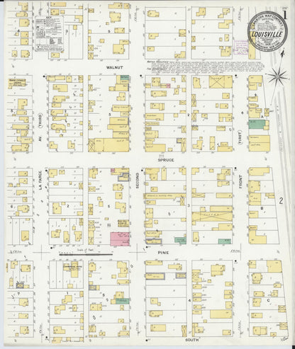 Sanborn Fire Insurance Map from Louisville, Boulder County, Colorado (1908), Sheet #0001 - Complete Map Set gallery image, historic Sanborn map, vintage wall art, Colorado Colorado