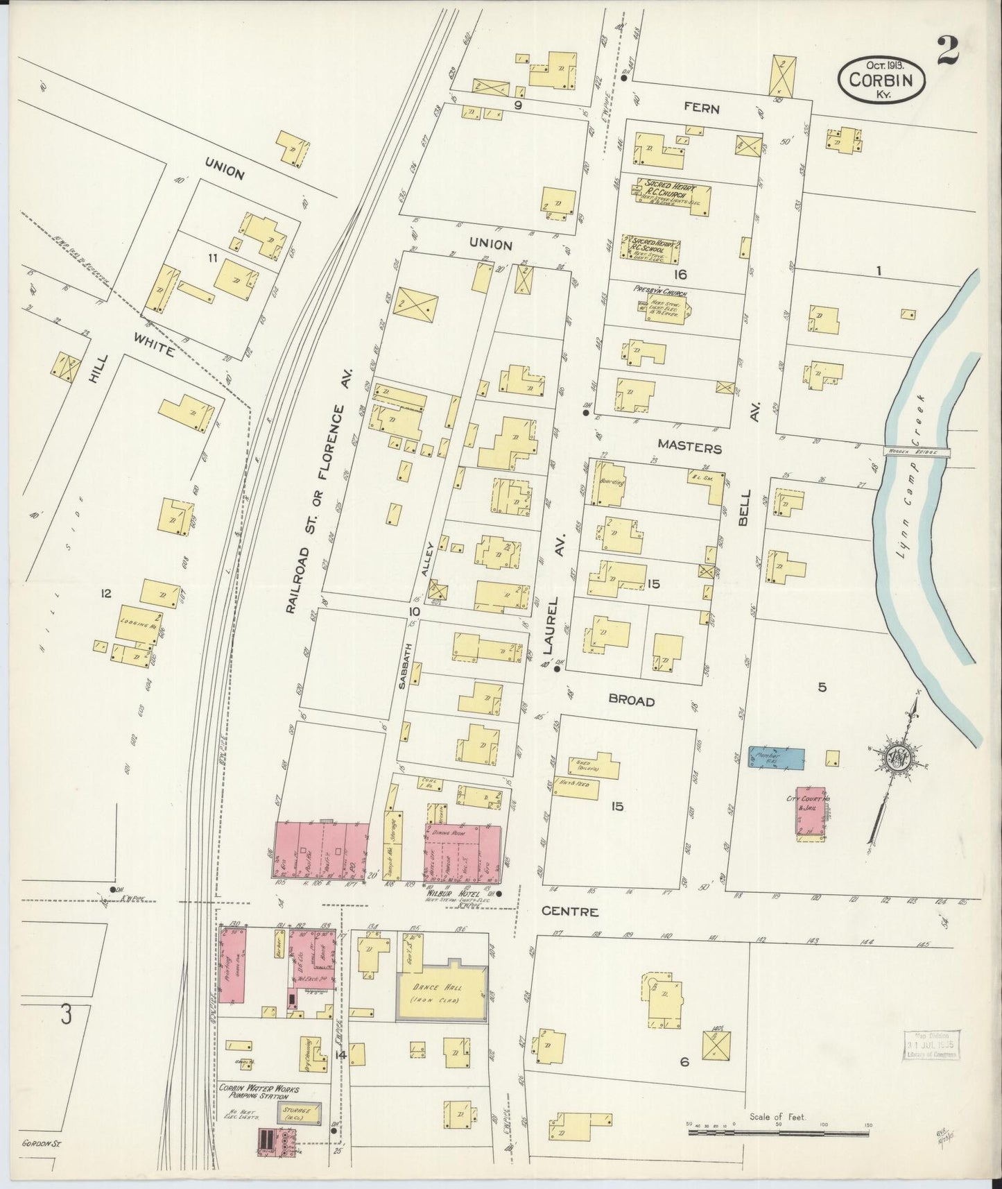 Sanborn Fire Insurance Map from Corbin, Knox and Whitley Counties, Kentucky (1913), Sheet #0002 - Complete Map Set gallery image, historic Sanborn map, vintage wall art, Kentucky Kentucky
