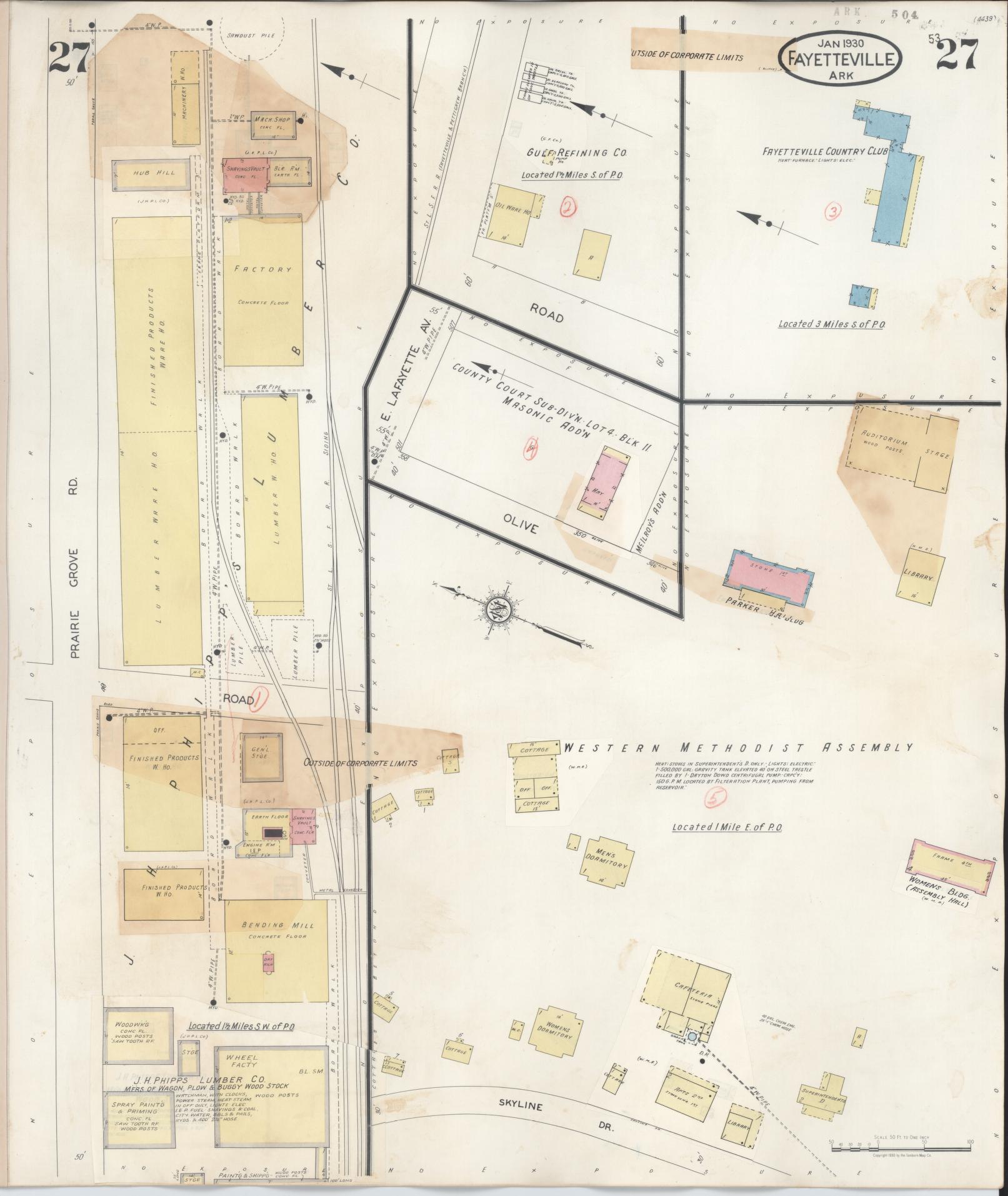 Sanborn Fire Insurance Map from Fayetteville, Washington County, Arkansas (1948), Sheet #0027 - Complete Map Set gallery image, historic Sanborn map, vintage wall art, Arkansas Arkansas