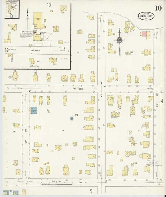 Sanborn Fire Insurance Map from Union City, Erie County, Pennsylvania (1911), Sheet #0010 - Historic Sanborn Fire Insurance Map Print, vintage old map wall art, antique decor, genealogy gift, Pennsylvania Pennsylvania map