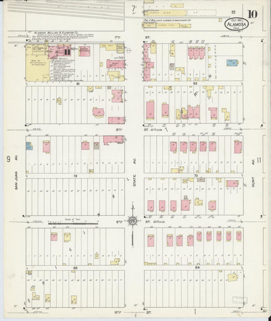 Sanborn Fire Insurance Map from Alamosa, Alamosa County, Colorado (1912), Sheet #0010 - Historic Sanborn Fire Insurance Map Print, vintage old map wall art, antique decor, genealogy gift, Colorado Colorado map
