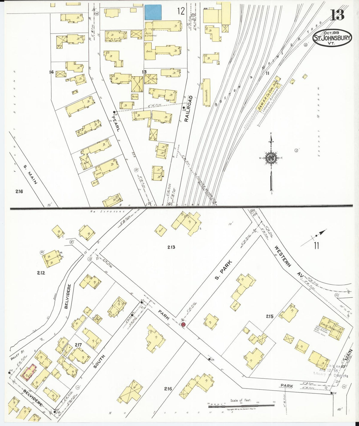 Sanborn Fire Insurance Map from Saint Johnsbury, Caledonia County, Vermont (1919), Sheet #0013 - Complete Map Set gallery image, historic Sanborn map, vintage wall art, Vermont Vermont