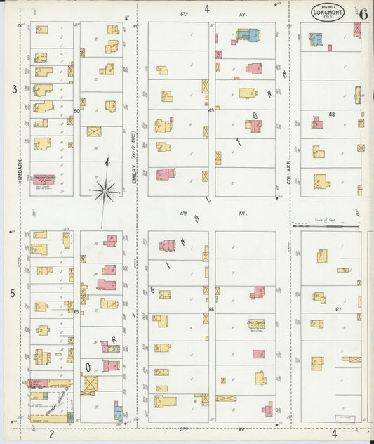 Sanborn Fire Insurance Map from Longmont, Boulder County, Colorado (1900), Sheet #0006 - Historic Sanborn Fire Insurance Map Print, vintage old map wall art, antique decor, genealogy gift, Colorado Colorado map