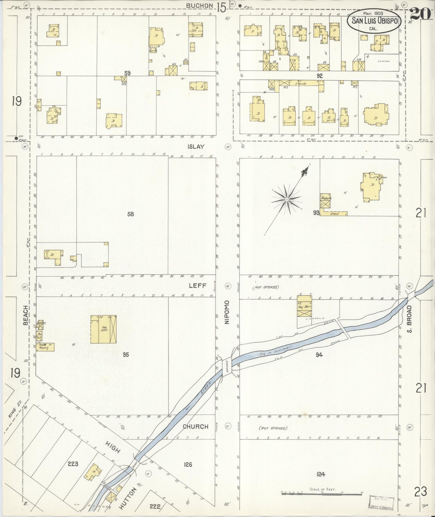 Sanborn Fire Insurance Map from San Luis Obispo, San Luis Obispo County, California (1903), Sheet #0020 - Complete Map Set gallery image, historic Sanborn map, vintage wall art, California California