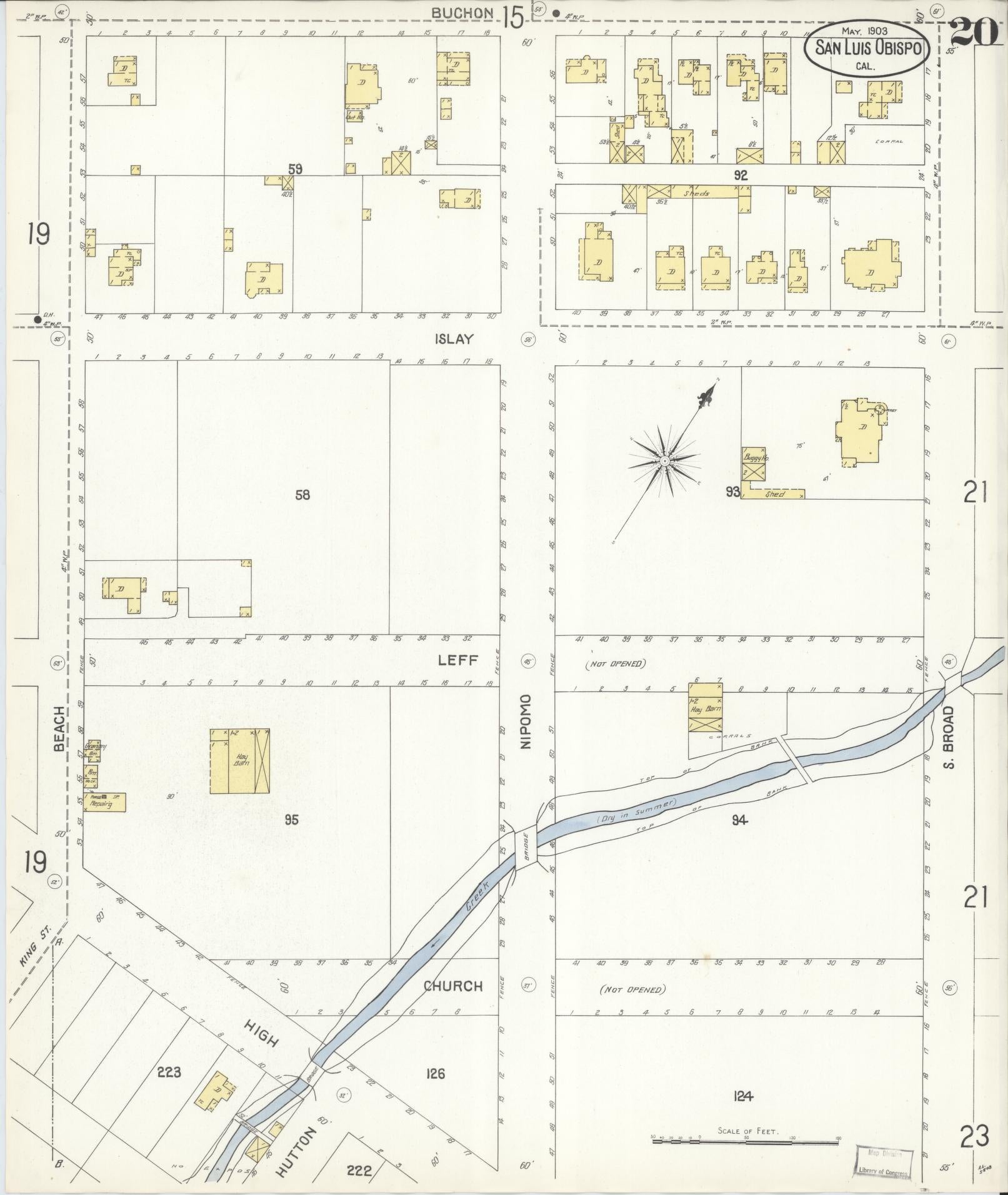 Sanborn Fire Insurance Map from San Luis Obispo, San Luis Obispo County, California (1903), Sheet #0020 - Complete Map Set gallery image, historic Sanborn map, vintage wall art, California California