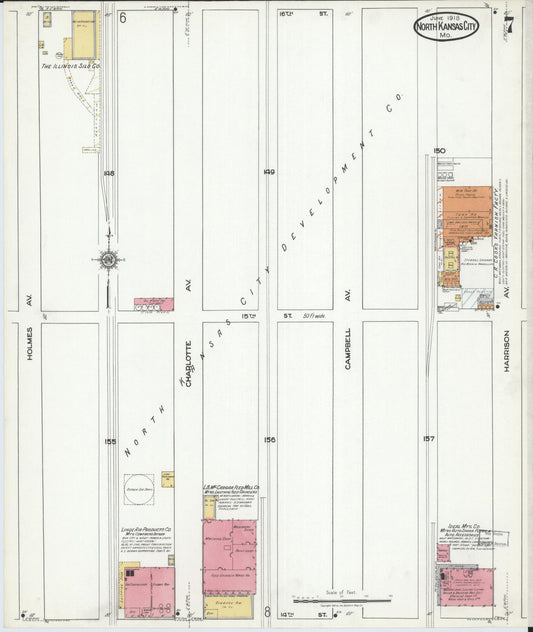 Sanborn Fire Insurance Map from North Kansas City, Clay County, Missouri (1918), Sheet #0007 - Historic Sanborn Fire Insurance Map Print, vintage old map wall art, antique decor, genealogy gift, Kansas Kansas map