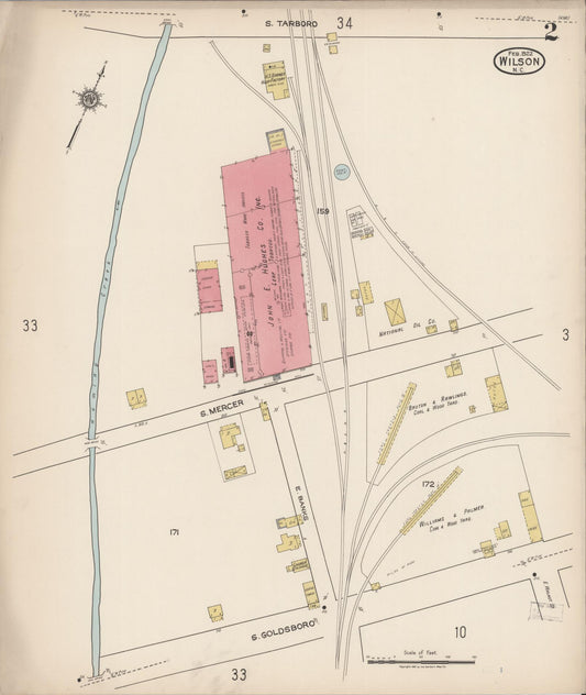 Sanborn Fire Insurance Map from Wilson, Wilson County, North Carolina (1922), Sheet #0002 - Historic Sanborn Fire Insurance Map Print, vintage old map wall art, antique decor, genealogy gift, North Carolina North Carolina map
