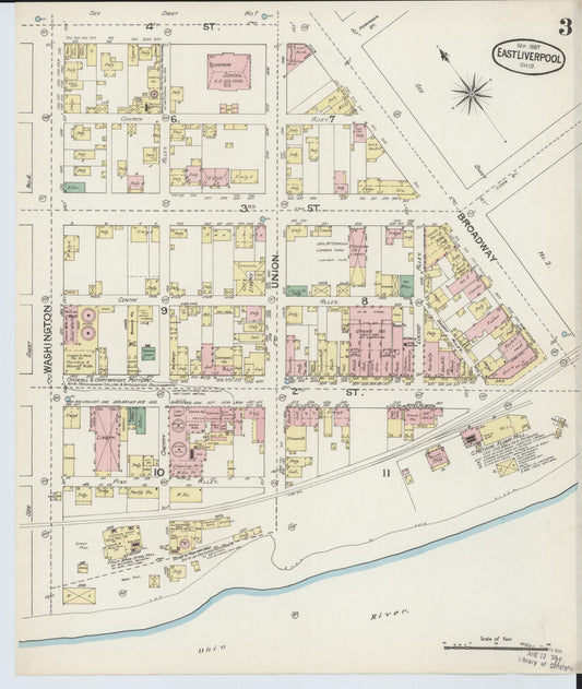 Sanborn Fire Insurance Map from East Liverpool, Columbiana County, Ohio (1887), Sheet #0003 - Historic Sanborn Fire Insurance Map Print, vintage old map wall art, antique decor, genealogy gift, Ohio Ohio map